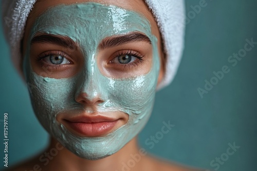 female have an acne problem because wearing face mask. Generative AI
