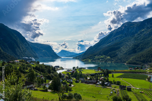 Skjolden Village at the end of Lustrafjorden in Norway