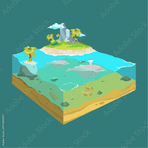 Beautiful Ocean Landscape Illustration