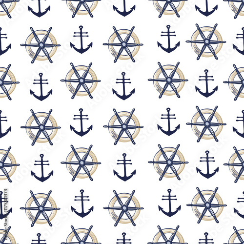 Sea Vector Patterns: Ships, Anchors, and Waves