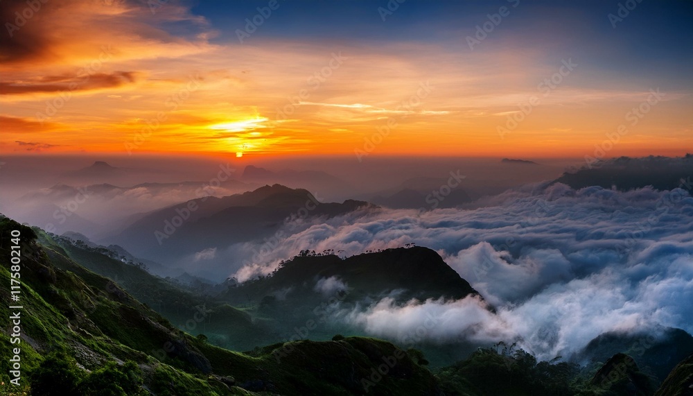 sunset over the mountains with awesome clouds creamy fog covered the mountain dramatic sunrise image taken from munnar kolukkumalai kerala sunset over the mountains with awesome clouds creamy fog covered the mountain dramatic sunrise image taken from munnar kolukkumalai kerala