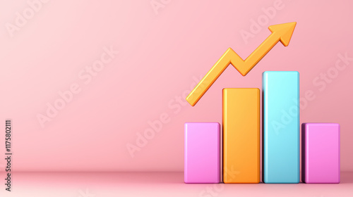Free Download Colorful bar graph with upward trend on pastel background - GFXLoad