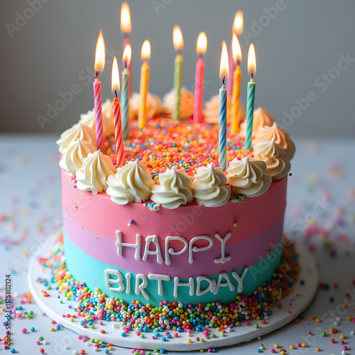 birthday images colorful sugar popping confetti and cake