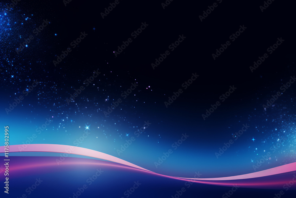 Fototapeta premium Abstract Light Background with Stars and Glowing Waves,Generated By Ai