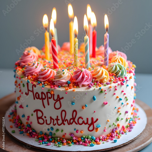 birthday images colorful sugar popping confetti and cake