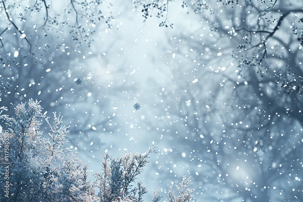 Snowy winter scene, tranquil forest landscape. Snowy winter scene, tranquil forest landscape.