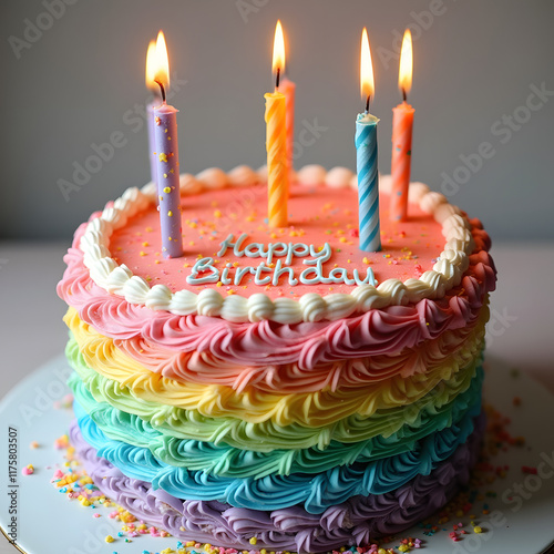 birthday images colorful sugar popping confetti and cake