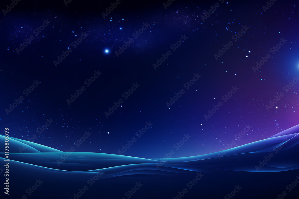 Fototapeta premium Abstract Blue Background with Stars and Glowing Elements in Space,Generated By Ai