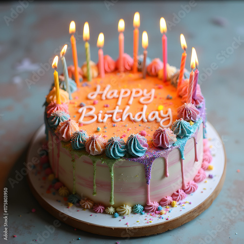 birthday images colorful sugar popping confetti and cake