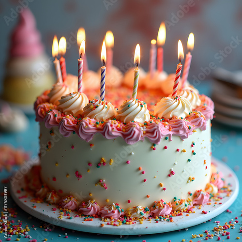 birthday images colorful sugar popping confetti and cake