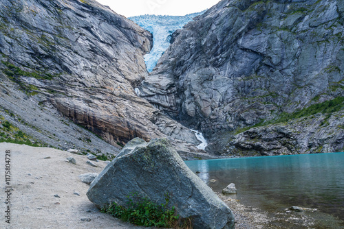 Briksdal Glacier in Jostedal Glacier Park near Olden in Norway photo