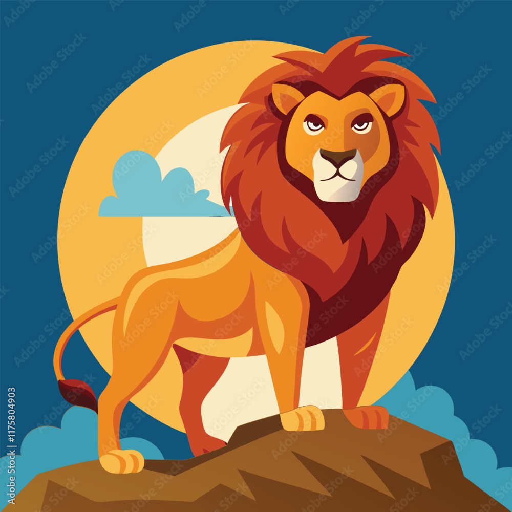 Happy cartoon lion character isolated on white background, fun and cute illustration, perfect for kids, animals, and wildlife-themed art Happy cartoon lion character isolated on white background, fun and cute illustration, perfect for kids, animals, and wildlife-themed art