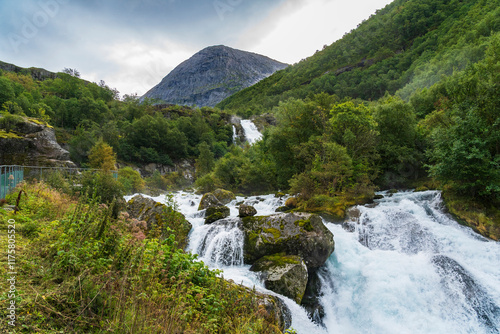 Briksdal Glacier in Jostedal Glacier Park near Olden in Norway photo