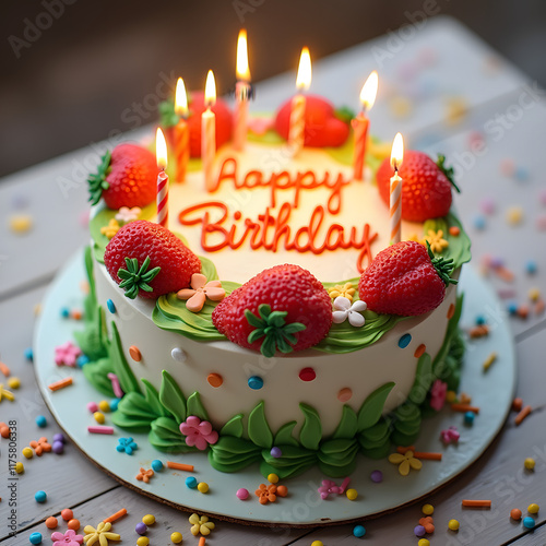 birthday images colorful sugar popping confetti and cake