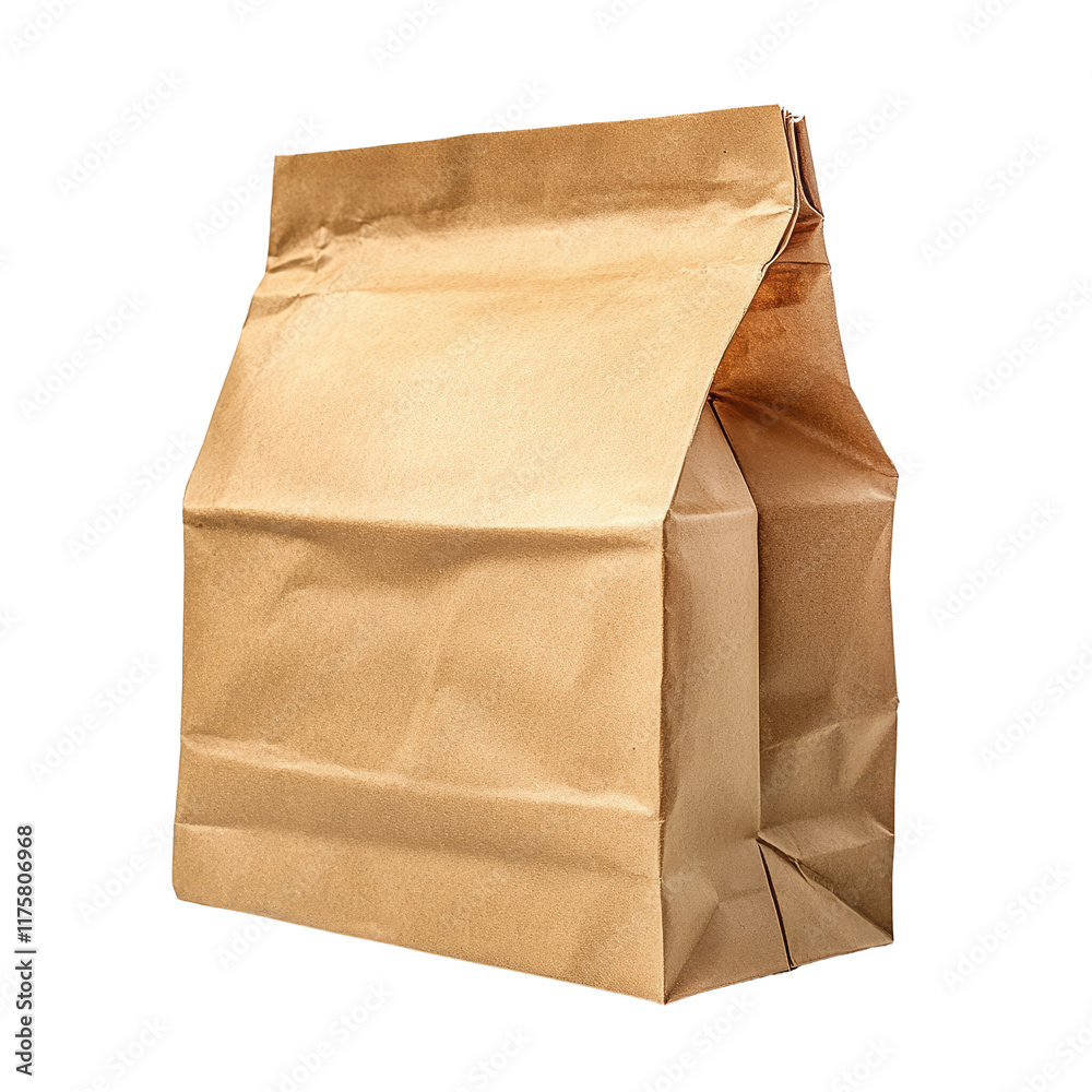 A brown paper bag standing upright on a transparent background for packaging or storage purposes, Brown paper bag isolated on transparent background Stock Photo A brown paper bag standing upright on a transparent background for packaging or storage purposes, Brown paper bag isolated on transparent background Stock Photo