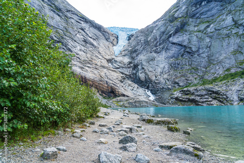 Briksdal Glacier in Jostedal Glacier Park near Olden in Norway photo