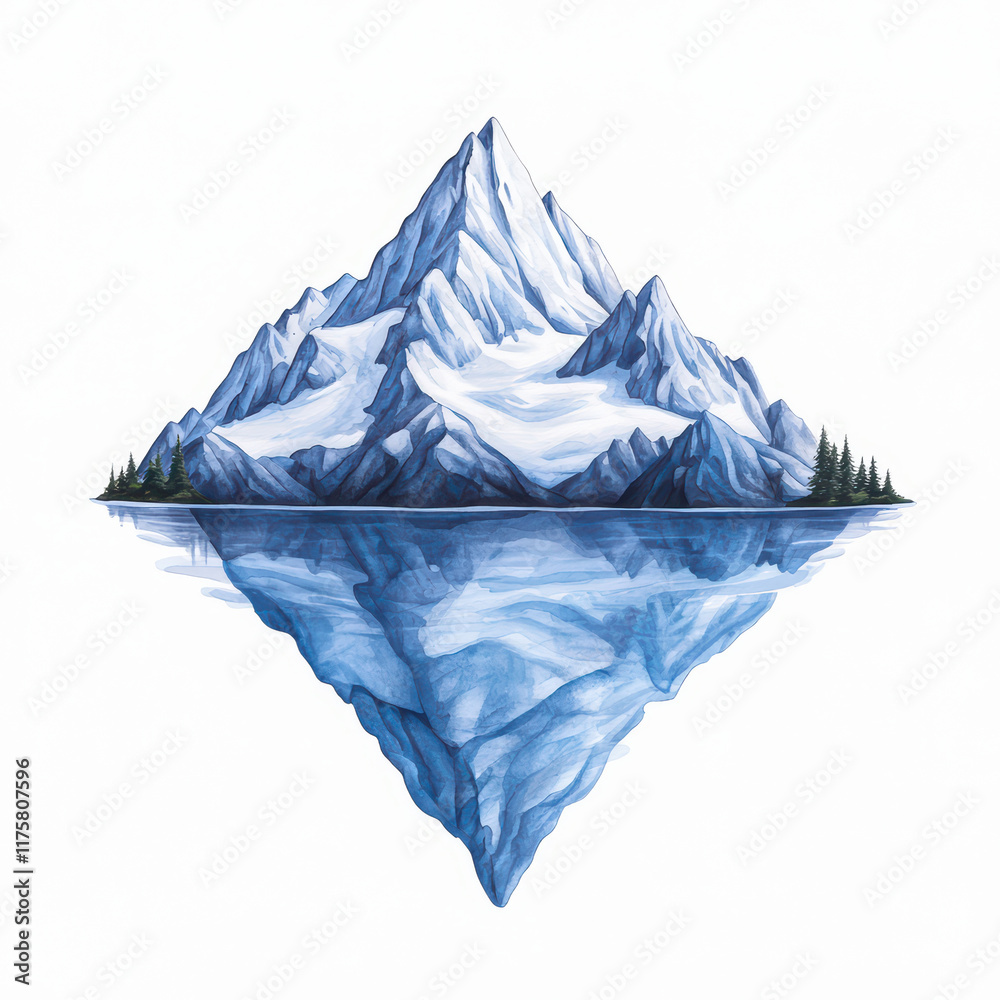 Majestic mountain with reflection in calm water, showcasing nature beauty Majestic mountain with reflection in calm water, showcasing nature beauty