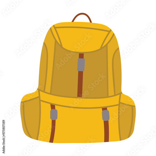 Cartoon camping backpack isolated on white background