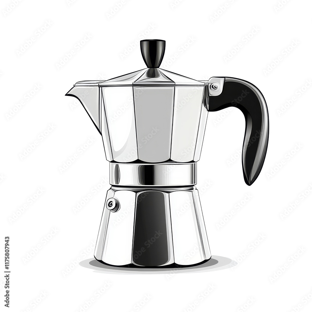 Italian coffee percolator on a transparent background ready for brewing fresh espresso or coffee at home, italian coffee percolator isolated on transparent background Italian coffee percolator on a transparent background ready for brewing fresh espresso or coffee at home, italian coffee percolator isolated on transparent background