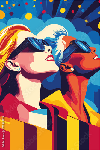 Vektorgrafik aus dem Package: flat, retro, vintage, modern, art, zeitgeist, film, movie, poster,
