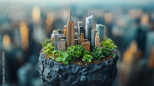 A symbolic representation of Planet Earth against a modern cityscape with a blurred background, highlighting the chaos and the global connection in a world of rapid urbanization

 #1175809351