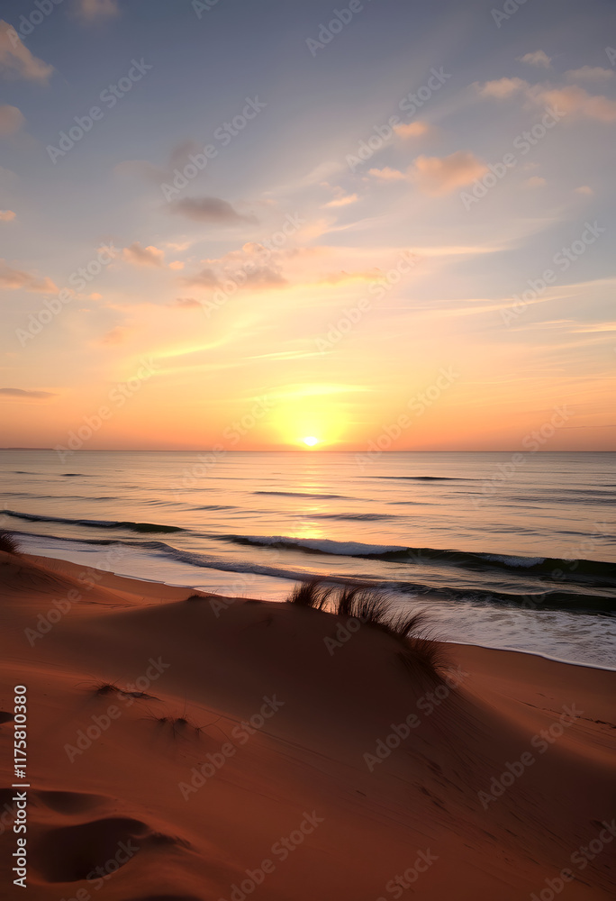 Obraz premium Golden Sunrise - Beach Landscape , with white tones