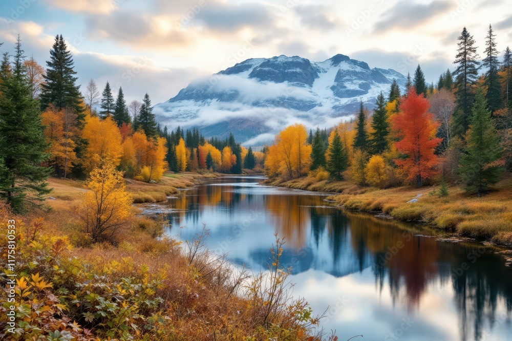 Autumn scene in canadian landscape, stuniiing shot