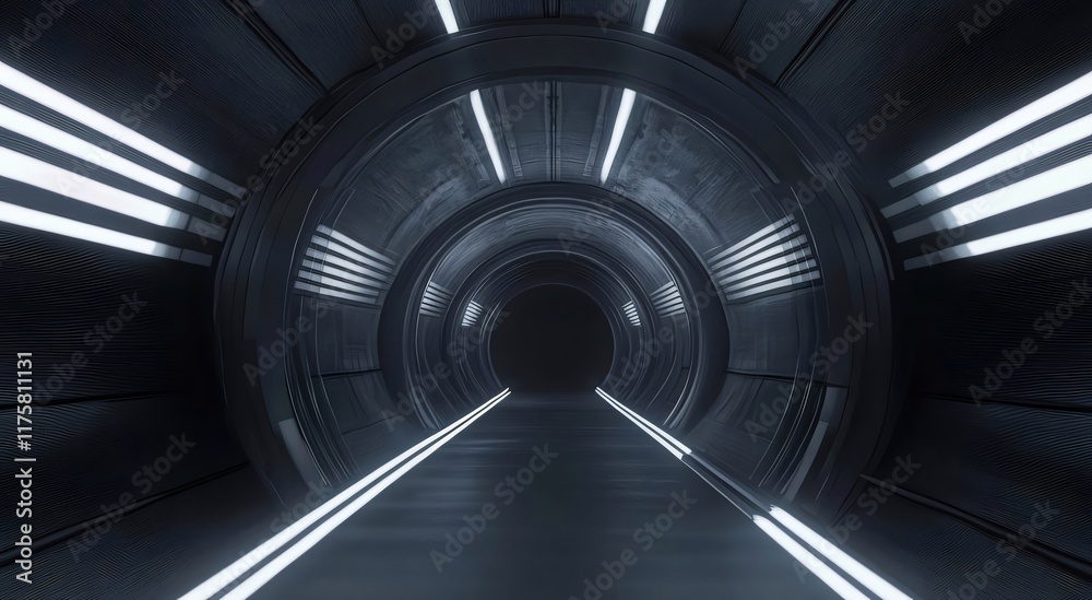 Futuristic metallic tunnel with bright lights. Futuristic metallic tunnel with bright lights.
