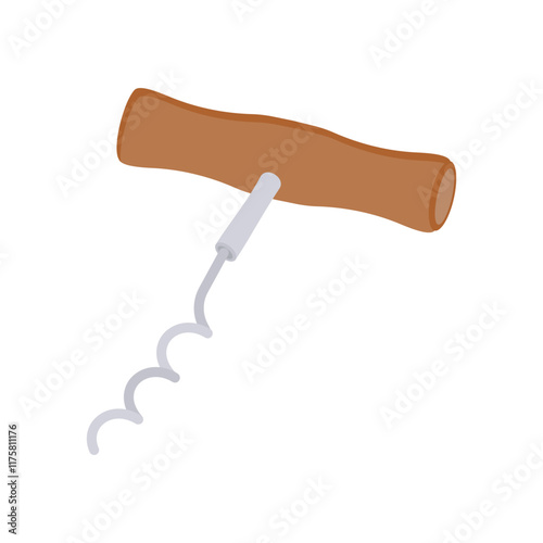 Cork Screw Flat Icon, Vector illustration