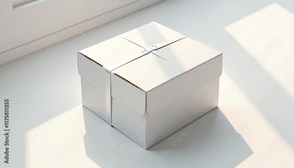 Fototapeta premium Blank White Gift Box Mockup