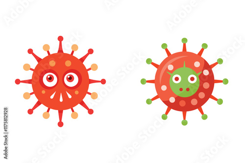 Bacteria, Virus vector funny art illustration bundle