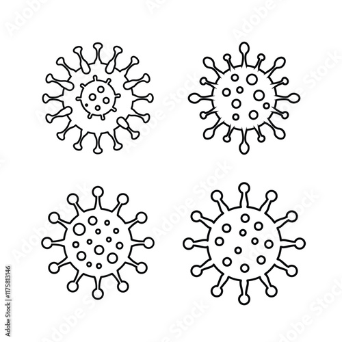 Bacteria, Virus vector line art illustration bundle