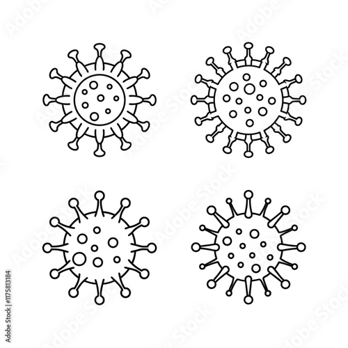 Bacteria, Virus vector line art illustration bundle