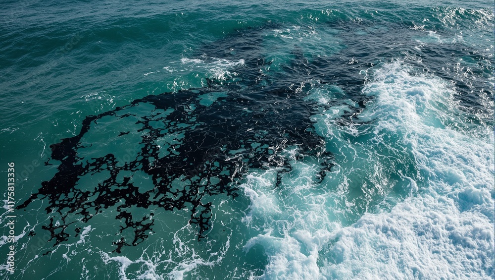 Obraz premium Dramatic oil spill in turquoise ocean
