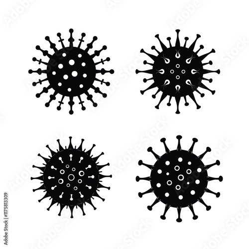 Bacteria, Virus vector silhouette art illustration bundle