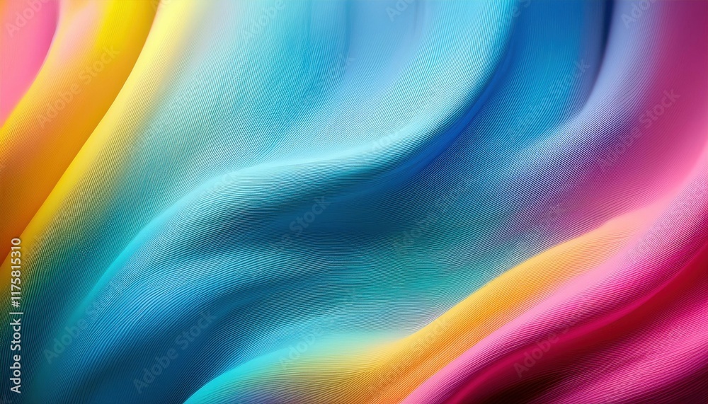 Obraz premium Smooth color gradient waves in vivid blue yellow and pink hues