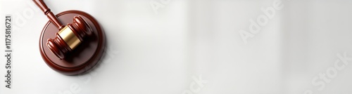 Wooden judge gavel on white background. Simple law, justice concept. Courtroom item. Legal profession image. Legal system concept. Legal theme. Serious, important topic. Pro object. Serious subject.