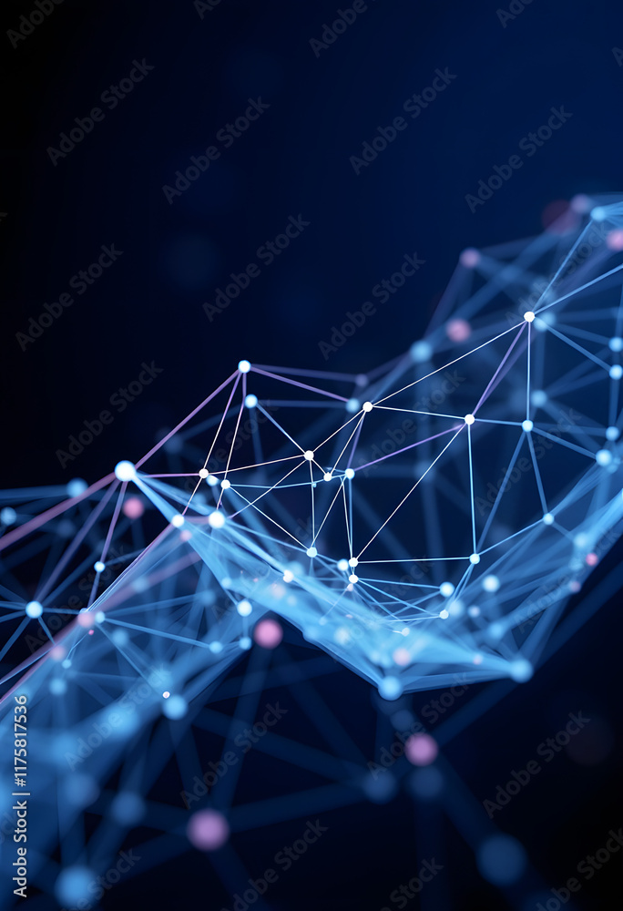 Abstract conception of network and communication, low-poly, with white tones Abstract conception of network and communication, low-poly, with white tones