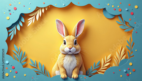 Adorable Paper Art Rabbit Design