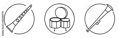 Line Art Musical Instruments Icon Set