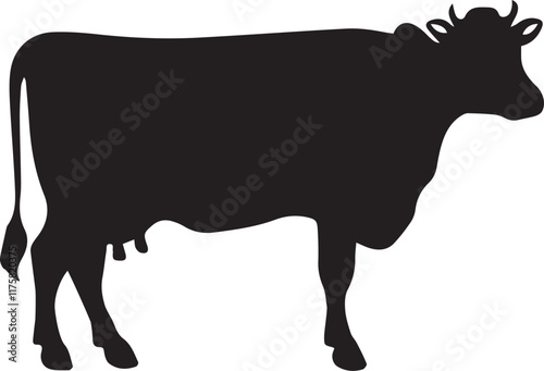 black and white cow ,A Cow Silhouette Vector With White Background Vol - 4 ,Cow silhouette art work