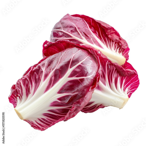 Fresh radicchio salad leaves showcased against a clean transparent background for culinary presentation, Radicchio salad isolated on transparent background photo