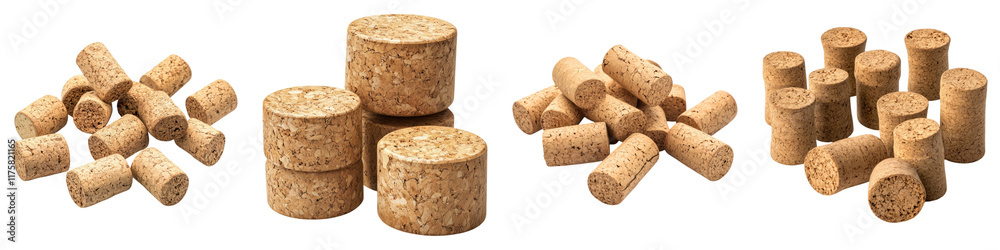 Corks group of sealing the bottle isolated on transparent background, Set of Corks group of sealing the bottle isolated on transparent background, Set of