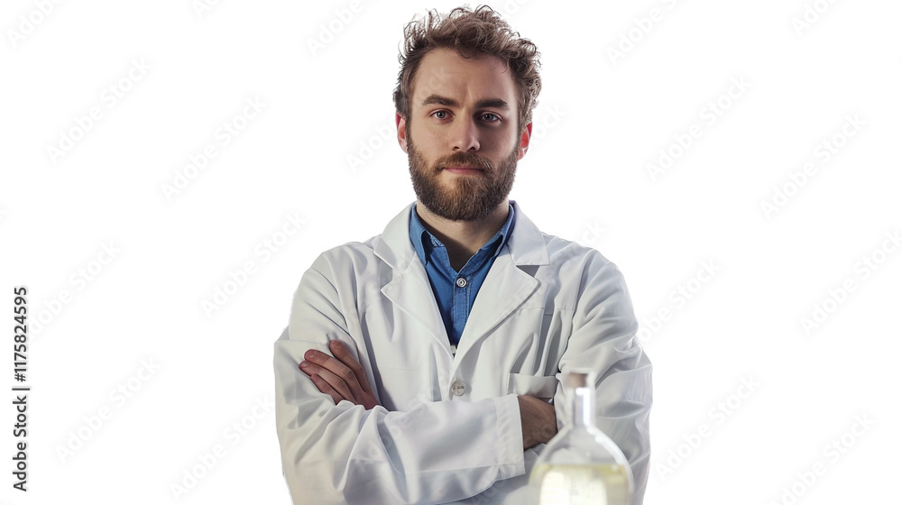 Renowned doctor scientist known for their aura of mystery and groundbreaking work isolated on transparent background Renowned doctor scientist known for their aura of mystery and groundbreaking work isolated on transparent background