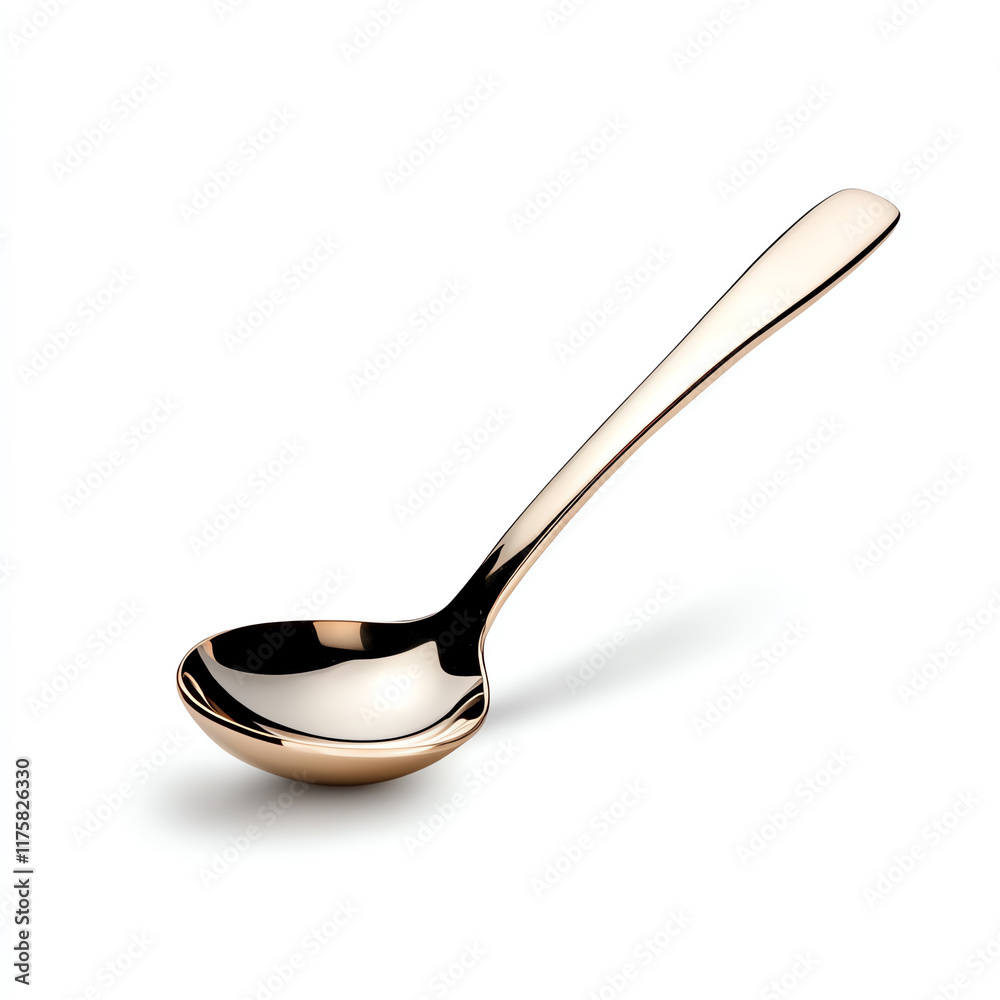 A shiny, elegant silver ladle perfect for serving soups and stews, showcasing its sleek design and polished surface. A shiny, elegant silver ladle perfect for serving soups and stews, showcasing its sleek design and polished surface.