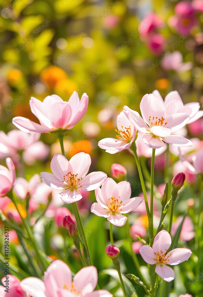 Natures beauty in spring, blossoming flowers with fresh and soft petals, a colorful and vibrant garden background in sunlight, Paper Cutout style, with white tones Natures beauty in spring, blossoming flowers with fresh and soft petals, a colorful and vibrant garden background in sunlight, Paper Cutout style, with white tones