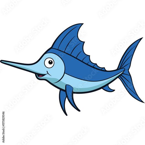 Sailfish fish isolated flat vector illustration on white background