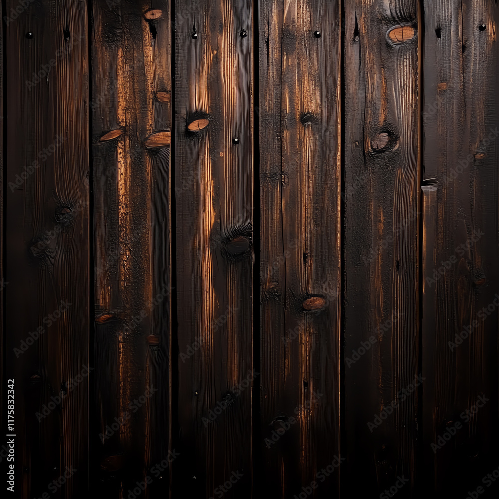Textured black wooden wall showcasing rich grain and unique character, perfect for backgrounds and design projects. Textured black wooden wall showcasing rich grain and unique character, perfect for backgrounds and design projects.