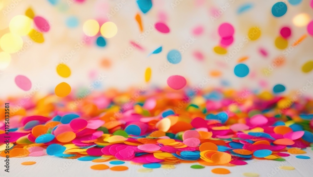Round shaped confetti colorful carnival background. Copy space for text backdrop Round shaped confetti colorful carnival background. Copy space for text backdrop