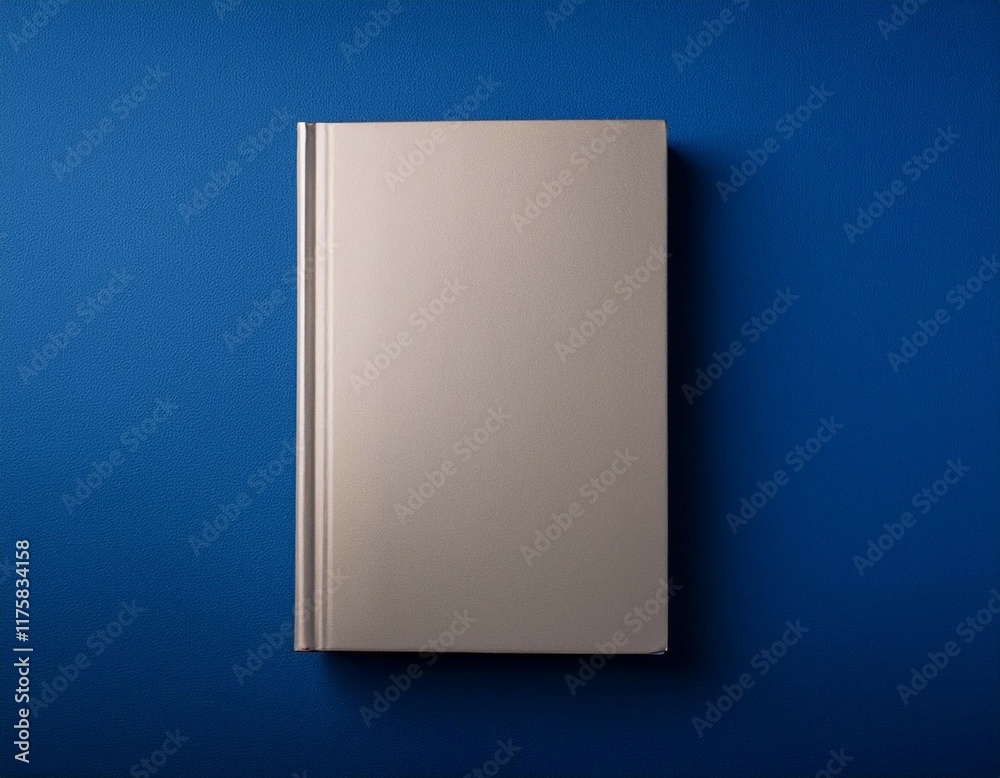 blank closed paperback book on navy blue background with copy space blank closed paperback book on navy blue background with copy space